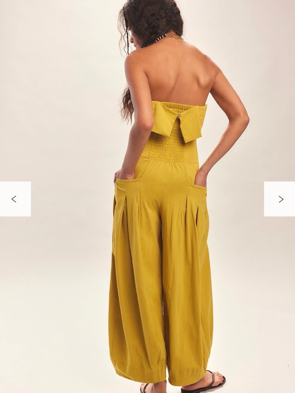 Free People Mustard Yellow Strapless Wide-Leg Jumpsuit - Picture 2 of 4